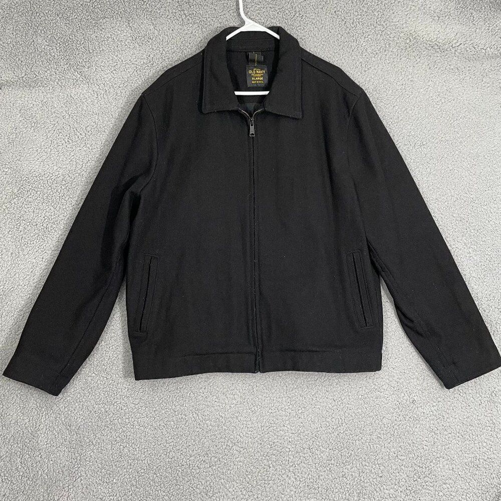Old Navy Jacket Men XL Black Wool Blend Full Zip